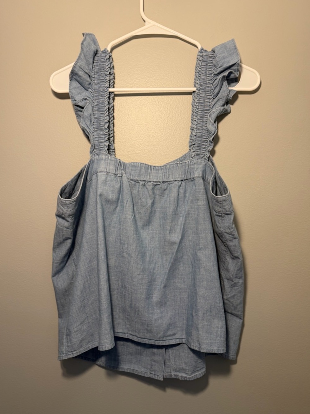 J. Crew Light Blue Ruffle Strap Chambray Tank - Picture 3 of 5